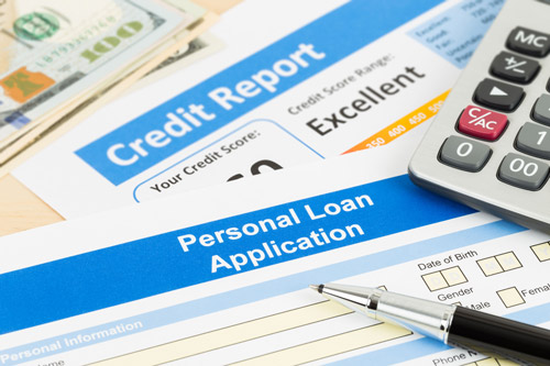 Image of credit report and loan application