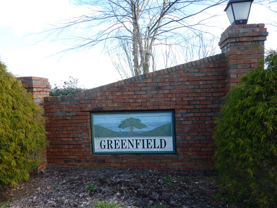 Brick Entrance sign with Greenfield signage