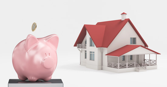 Image of a pink piggybank and house